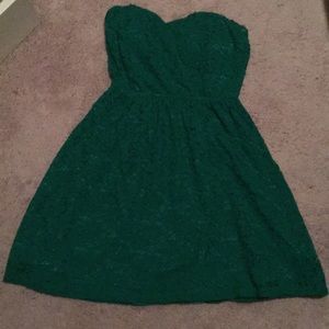 Green lace skater dress
